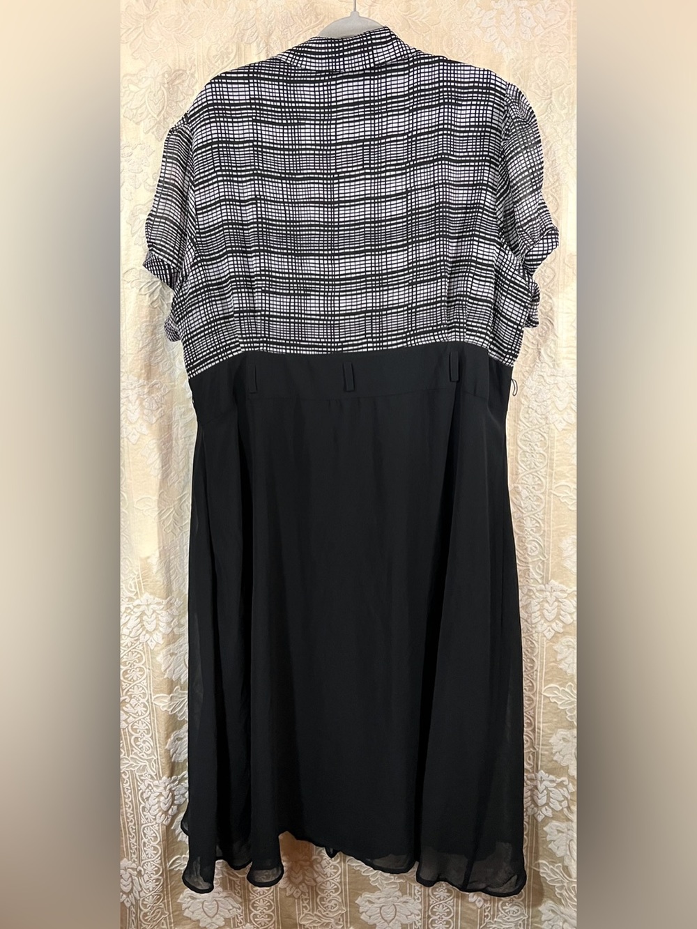 Signature by Robbie Bee Plaid Black Midi Dress Plus 24W - Picture 3 of 7
